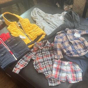The Children's Place Yellow Vest and Plaid Shirt Set different sizes see pics